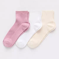 Mixit Rib 3 Pair Quarter Ankle Socks Womens
