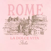 Juniors Rome Italy La Dolce Vida Oversized Tee Womens Crew Neck Short Sleeve Graphic T-Shirt