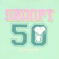Juniors Snoopy 50th Semi Fit Tee Womens Crew Neck Short Sleeve Graphic T-Shirt