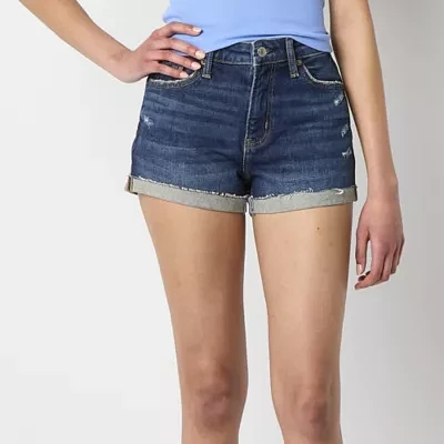 Arizona Womens High Rise Shortie Short-Juniors