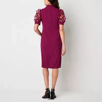 Liz Claiborne Womens Short Sleeve Midi A-Line Dress