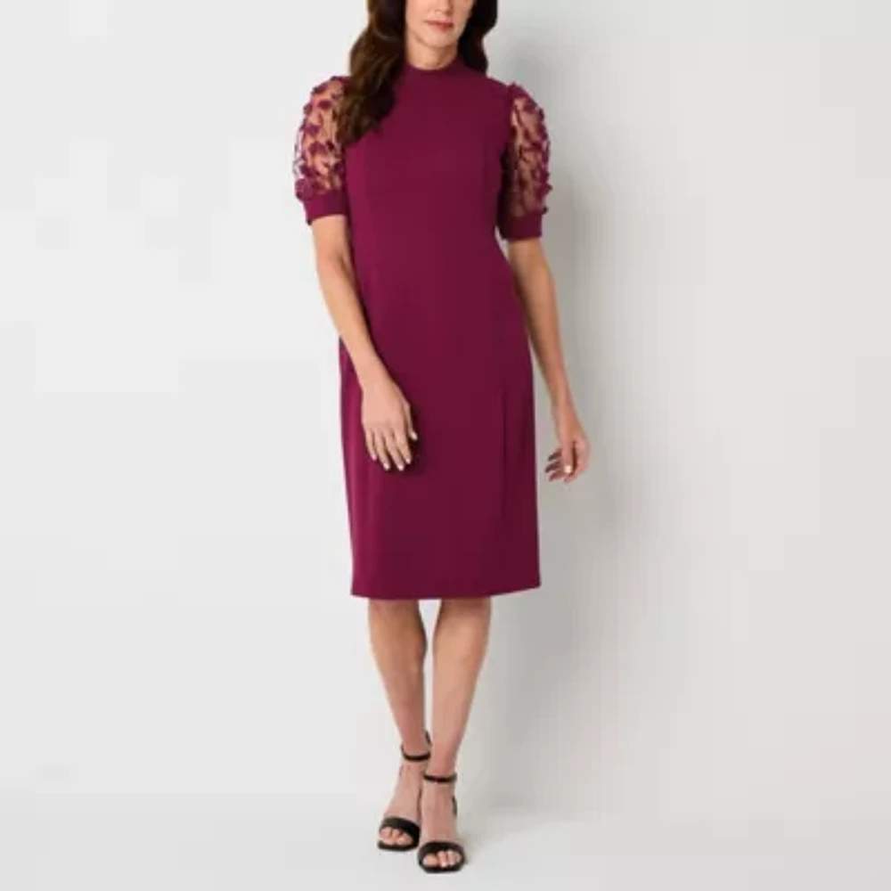 Liz Claiborne Womens Short Sleeve Midi A-Line Dress