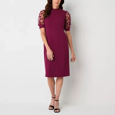 Liz Claiborne Womens Short Sleeve Midi A-Line Dress