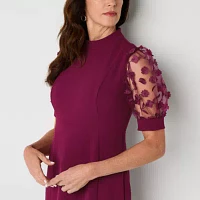 Liz Claiborne Womens Short Sleeve Midi A-Line Dress