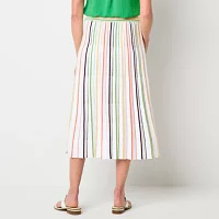 Liz Claiborne Womens Mid Rise Midi Pleated Skirt