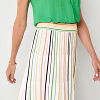 Liz Claiborne Womens Mid Rise Midi Pleated Skirt