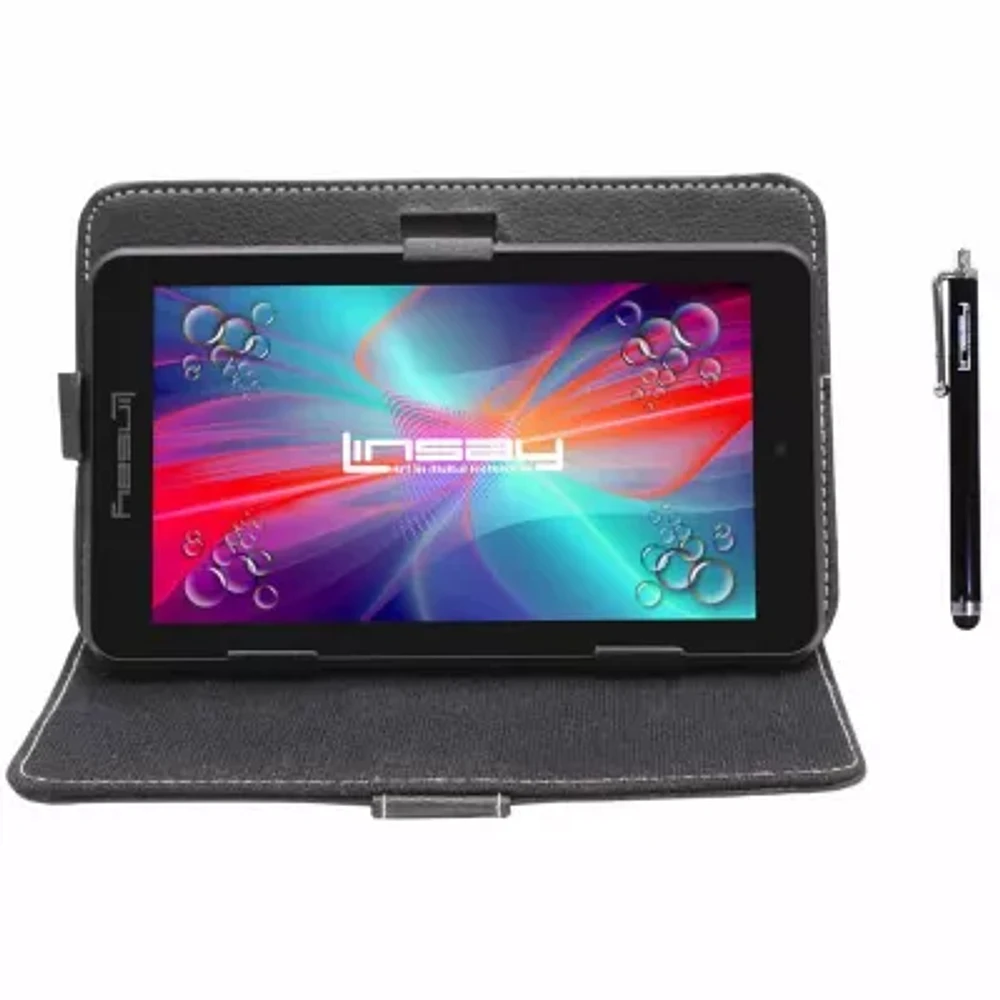 7" Quad Core 2GB RAM 32GB Storage Android 12 Tablet with Black Leather Case and Pen Stylus