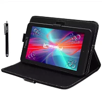 7" Quad Core 2GB RAM 32GB Storage Android 12 Tablet with Black Leather Case and Pen Stylus