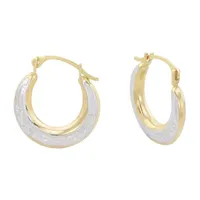 14K Two Tone Gold 13mm Round Hoop Earrings