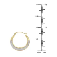 14K Two Tone Gold 19mm Round Hoop Earrings