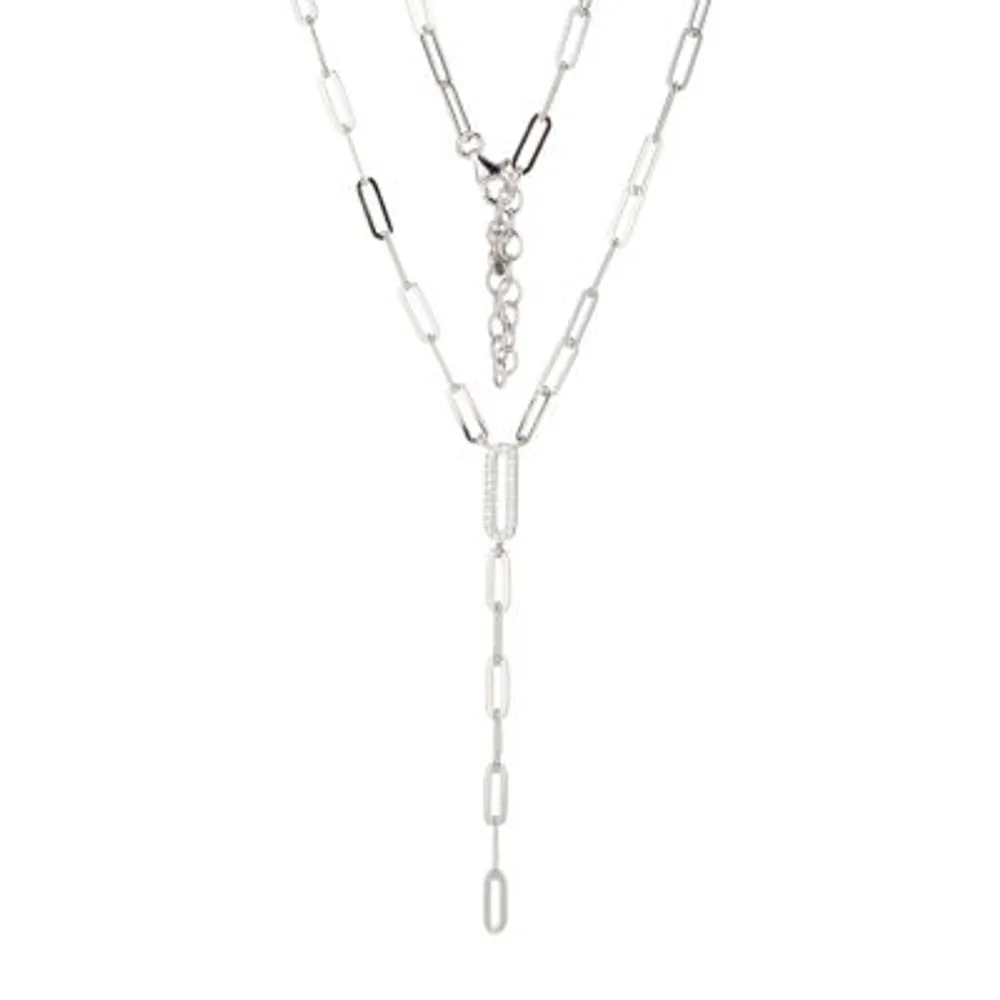 Paris 1901 By Charles Garnier Womens White Cubic Zirconia Sterling Silver Y Necklace
