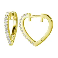 Paris 1901 By Charles Garnier White Cubic Zirconia 18K Gold Over Silver 16.6mm Heart Hoop Earrings