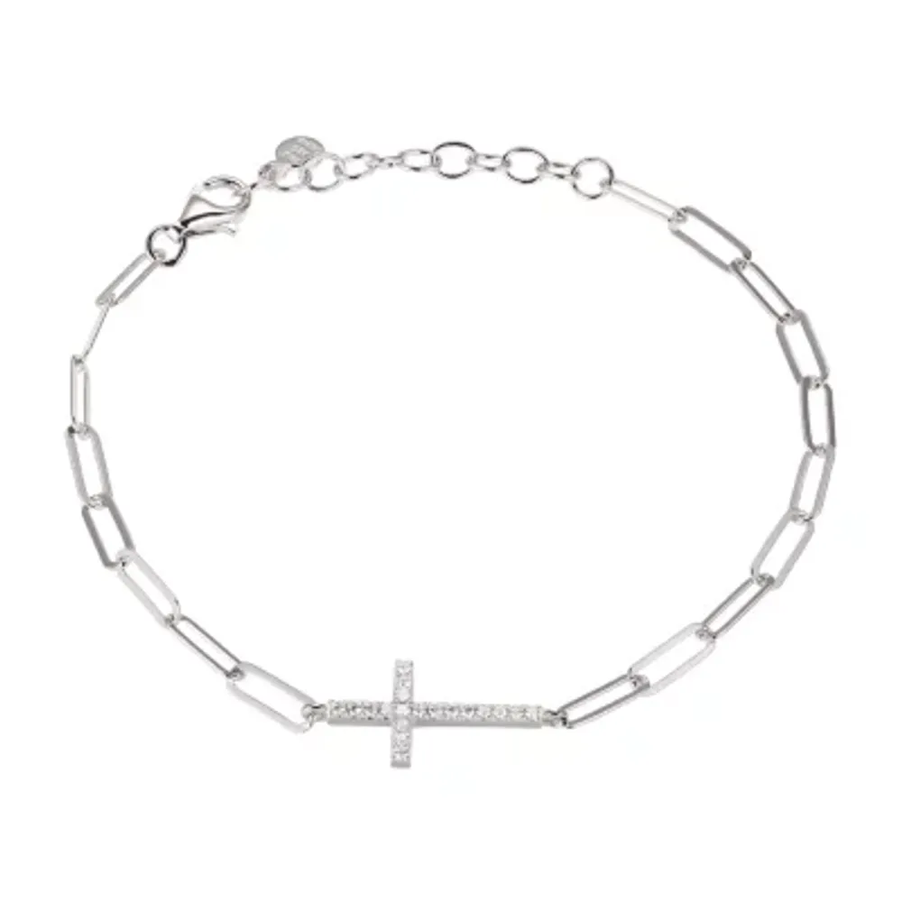 Paris 1901 By Charles Garnier Sterling Silver 7 Inch Solid Paperclip Cross Link Bracelet