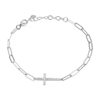 Paris 1901 By Charles Garnier Sterling Silver 7 Inch Solid Paperclip Cross Link Bracelet