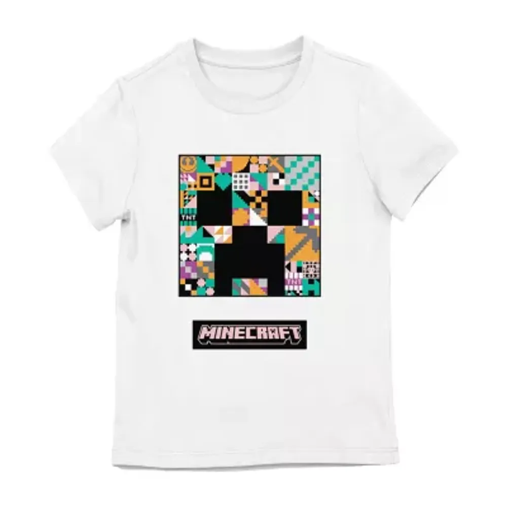 Little & Big Girls Crew Neck Short Sleeve Minecraft Graphic T-Shirt