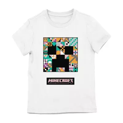 Little & Big Girls Crew Neck Short Sleeve Minecraft Graphic T-Shirt