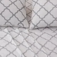 Linery Lattice Velvet Plush Fleece Wrinkle Resistant Sheet Set