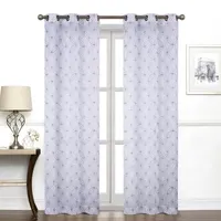 Regal Home Perth Geometric Embroidery Sheer Grommet Top Set of 2 Curtain Panel