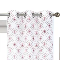 Regal Home Perth Geometric Embroidery Sheer Grommet Top Set of 2 Curtain Panel