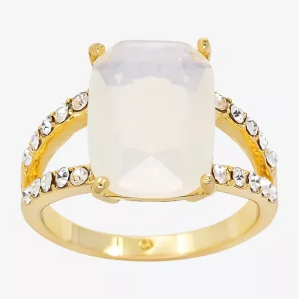 Sparkle Allure Crystal 14K Gold Over Brass Cocktail Ring