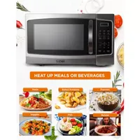 COMMERCIAL CHEF 1.3 Cu. Ft. Countertop Stainless Steel Microwave with Digital Display & 10 Power Levels