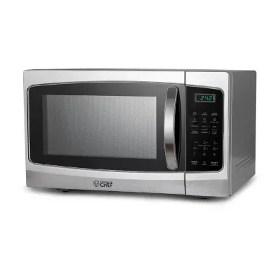 COMMERCIAL CHEF 1.3 Cu. Ft. Countertop Stainless Steel Microwave with Digital Display & 10 Power Levels