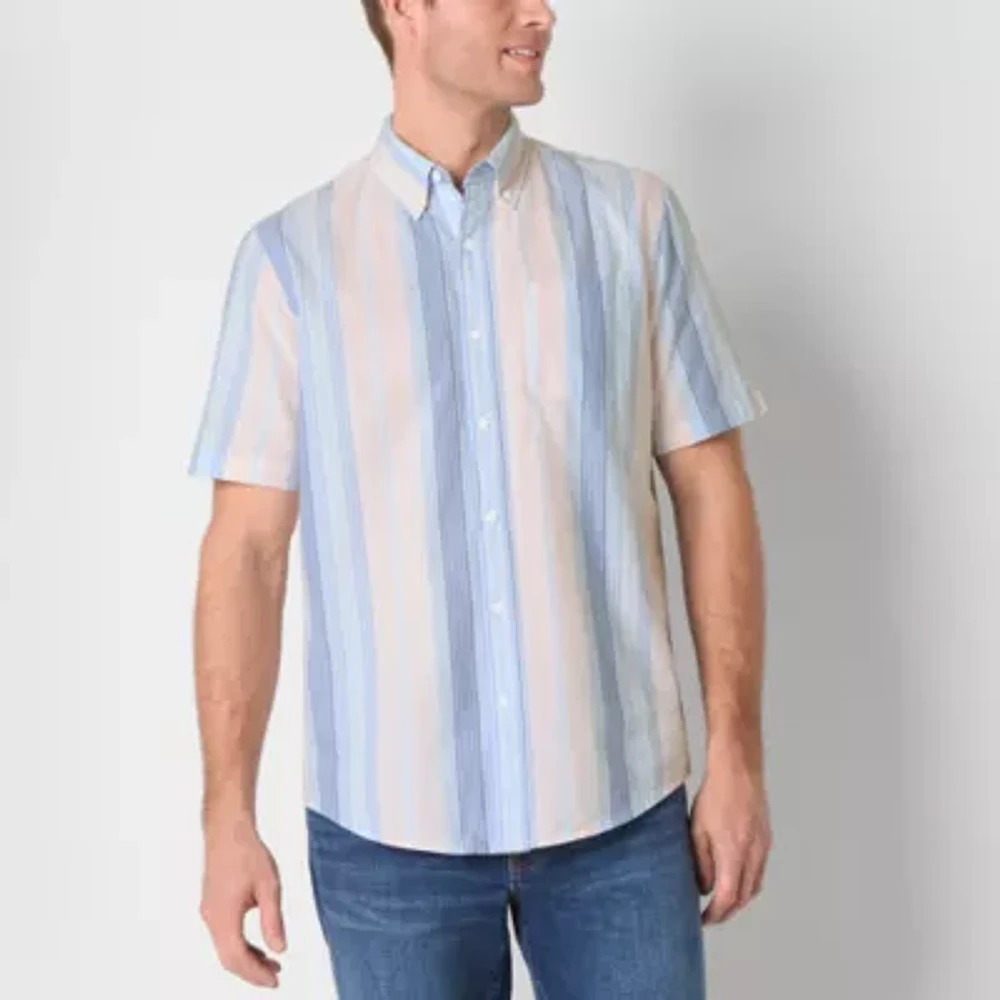 St. John's Bay Performance Oxford Mens Classic Fit Short Sleeve Button-Down Shirt