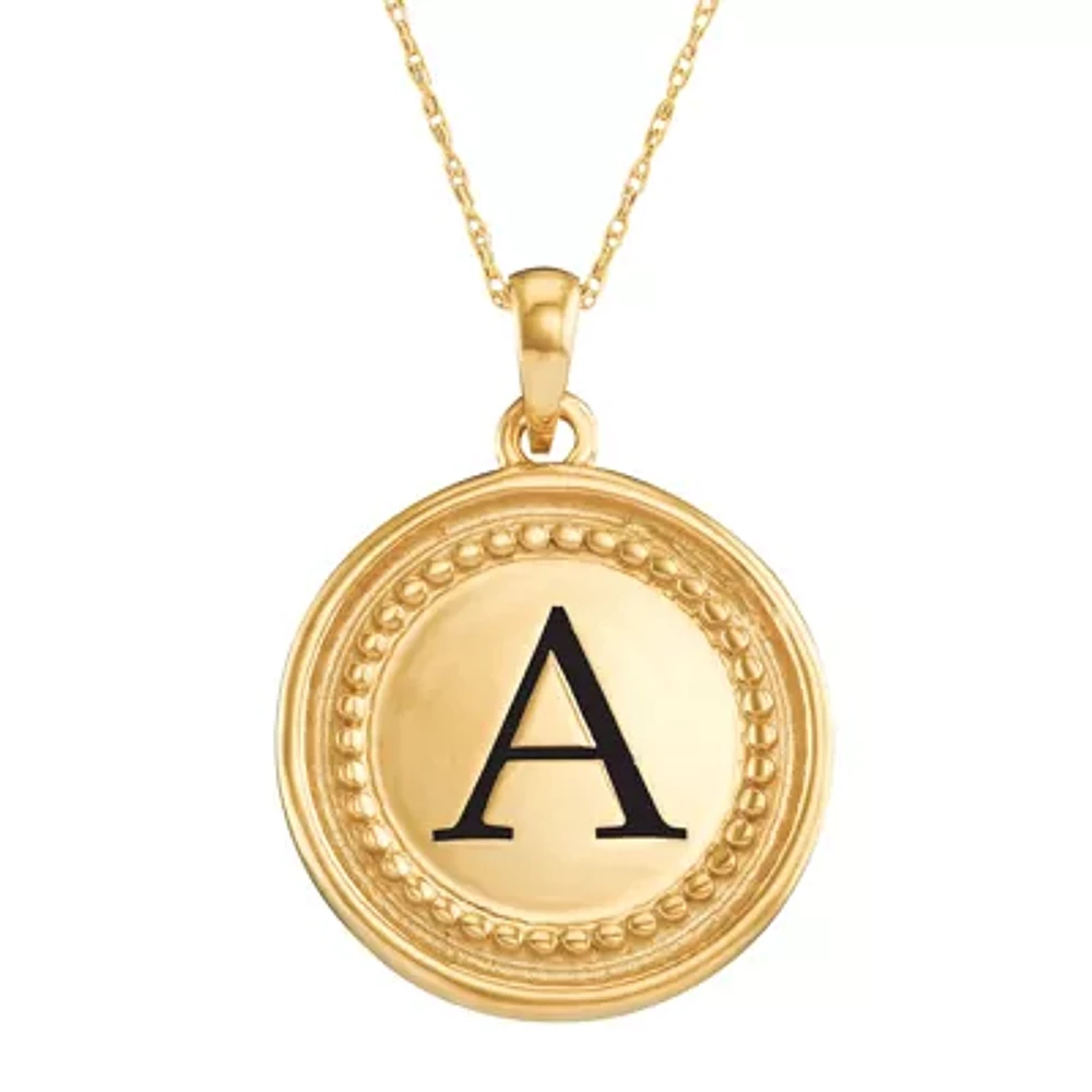 Personalized 14K Yellow Gold Initial Disc Pendant Necklace