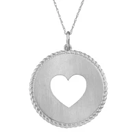 Personalized Sterling Silver Round Disc Heart Pendant Necklace