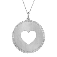 Personalized 10K White Gold Cut-out Heart Disc Name Pendant Necklace