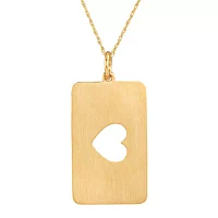 Personalized 10K Yellow Gold Rectangular Heart Cutout Pendant Necklace