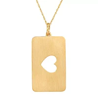 Personalized 14K Yellow Gold Rectangular Cut-out Heart with Names Pendant Necklace