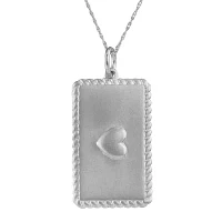 Personalized Sterling Silver Rectangular Puffed Heart Pendant Necklace