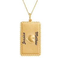 Personalized 10K Yellow Gold Rectangular Puffed Heart Pendant Necklace