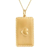 Personalized 10K Yellow Gold Rectangular Puffed Heart Pendant Necklace