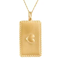 Personalized 14K Yellow Gold Rectangular Puffed Heart Name Pendant Necklace