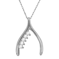 Personalized Sterling Silver Family Birthstone Wishbone Pendant Necklace