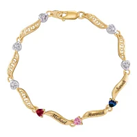 Personalized 14K Yellow Gold Family Birthstone Heart Bracelet