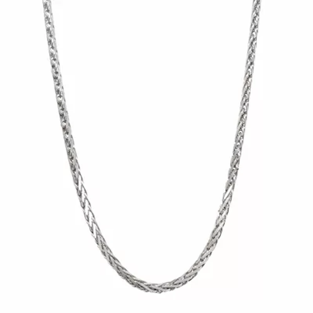 14K White Gold Diamond-Cut Wheat Chain Necklace