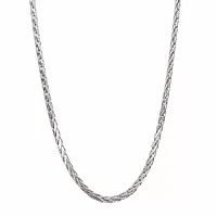 14K White Gold Diamond-Cut Wheat Chain Necklace