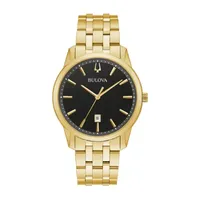 Bulova Classic Mens Gold Tone Stainless Steel Bracelet Watch 97b194
