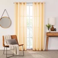 Fieldcrest Arden Solid Cotton Grommet Top Sheer Single Curtain Panels