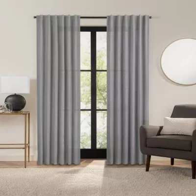 Fieldcrest Luxury Alden Linen Light-Filtering Rod Pocket Back Tab Single Curtain Panel