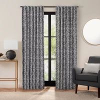 Fieldcrest Luxury Cotton Texture Jacquard Scroll Light-Filtering Rod Pocket Back Tab Single Curtain Panel