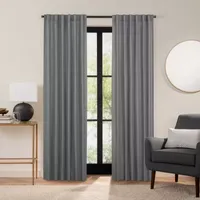 Fieldcrest Luxury Cotton Texture Energy Saving 100% Blackout Rod Pocket Back Tab Single Curtain Panel