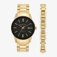 Armitron All Sport Mens Gold Tone Stainless Steel 2-pc. Watch Boxed Set 20/5374bkgpst