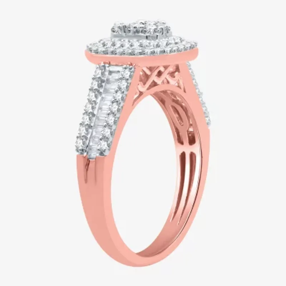 I Said Yes (H-I / I1) Womens 1 CT. T.W. Lab Grown White Diamond Sterling Silver or 14K Gold Over Side Stone Halo Bridal Set