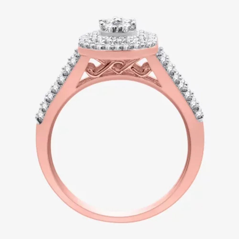 I Said Yes (H-I / I1) Womens 1 CT. T.W. Lab Grown White Diamond Sterling Silver or 14K Gold Over Side Stone Halo Bridal Set