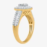 I Said Yes (H-I / I1) Womens 1 CT. T.W. Lab Grown White Diamond Sterling Silver or 14K Gold Over Side Stone Halo Bridal Set