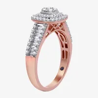 I Said Yes (H-I / I1) Womens 1 CT. T.W. Lab Grown White Diamond 14K Rose Gold Over Silver Cushion Side Stone Halo Bridal Set